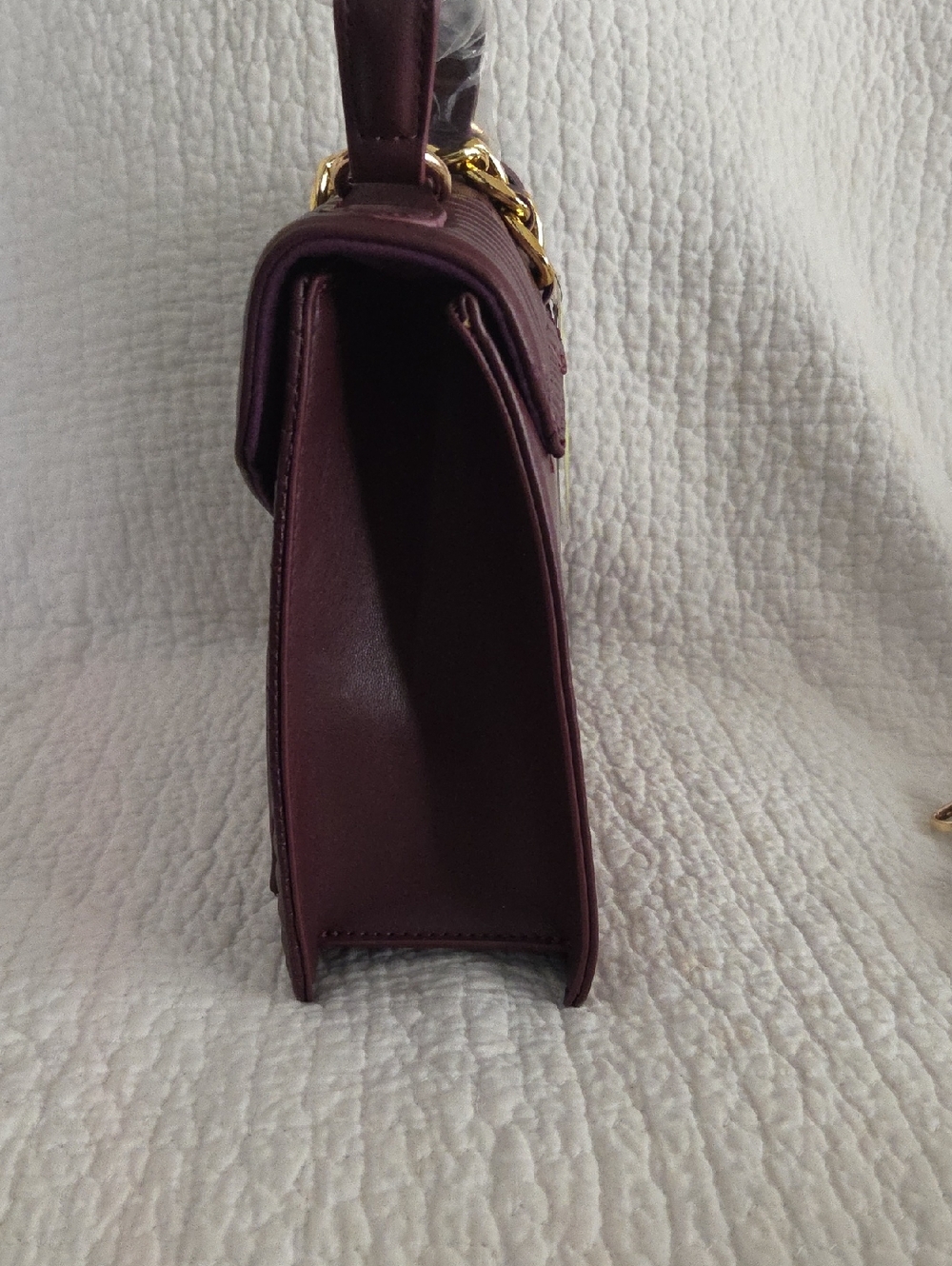 Badgley Mischka Quilted Top-Handle Satchel - Deep Burgundy - Picture 7 of 8